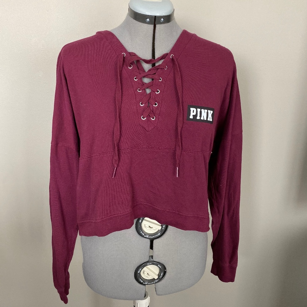 VS Pink Cropped Varsity Long Sleeve